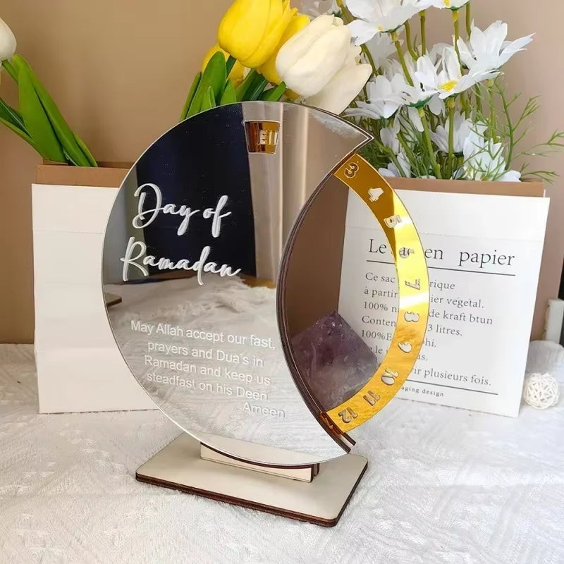 Acrylic Ramadan Advent Calendar 30 Days Countdown Rotating Calendar for Ramadan Decoration Eid Gifts Ramadan Decoration 2025